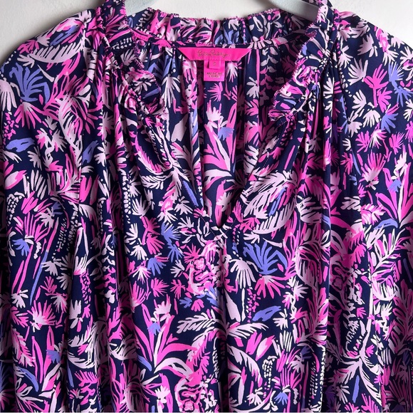 Lilly Pulitzer Savanna Long Sleeve Top Bright Navy Swing Of Things Size S - Picture 6 of 11